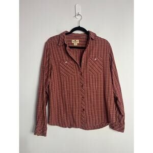 Woolrich Flannel Shirt Womens Medium Long Sleeve Button Plaid Cotton